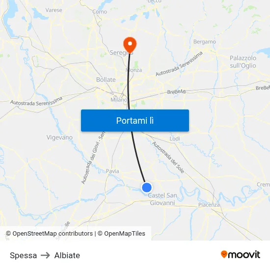 Spessa to Albiate map