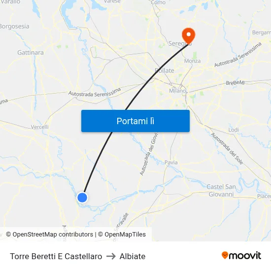 Torre Beretti E Castellaro to Albiate map