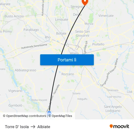 Torre D' Isola to Albiate map