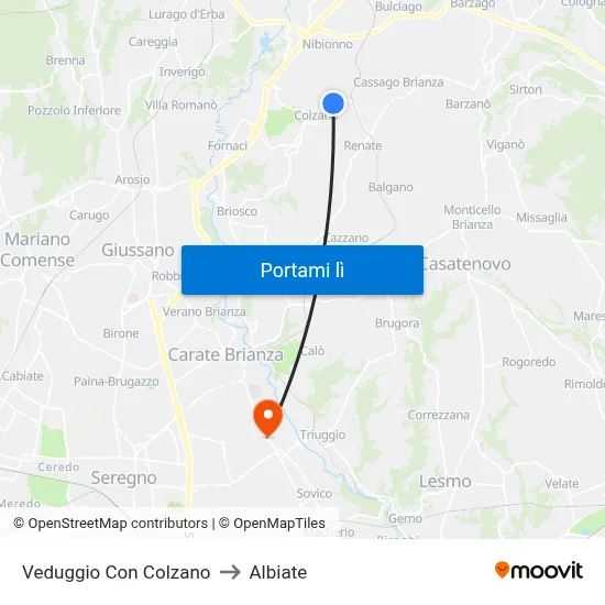 Veduggio Con Colzano to Albiate map