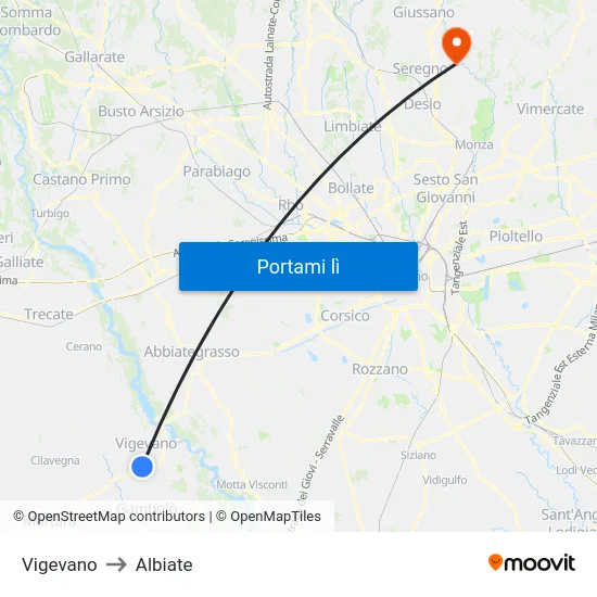Vigevano to Albiate map