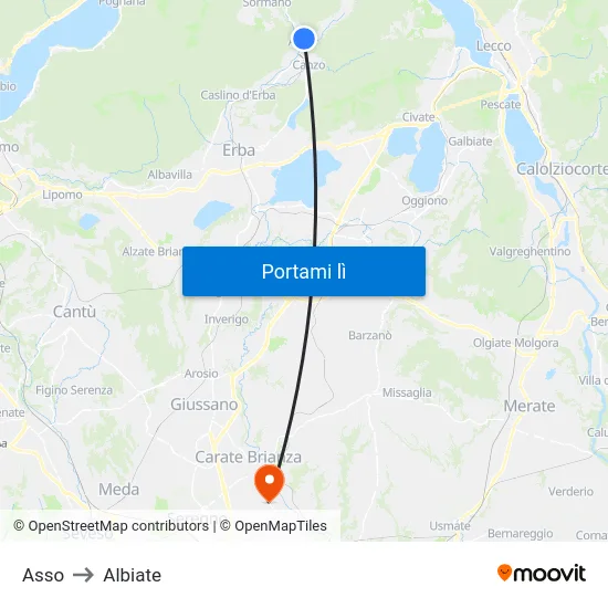 Asso to Albiate map