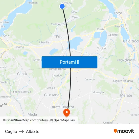 Caglio to Albiate map