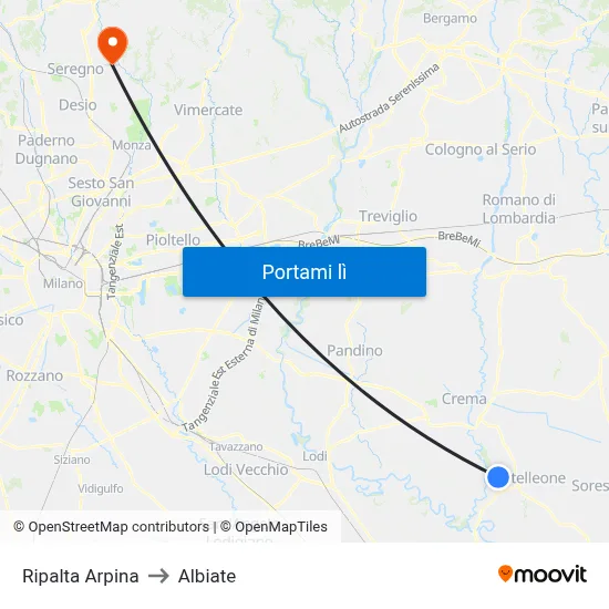 Ripalta Arpina to Albiate map