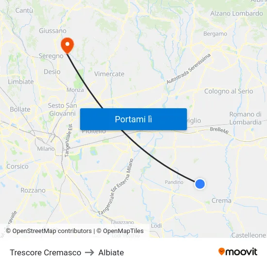 Trescore Cremasco to Albiate map