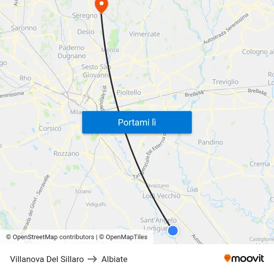 Villanova Del Sillaro to Albiate map