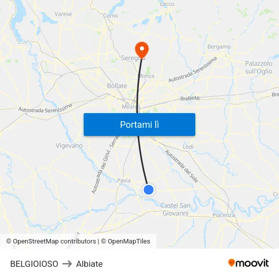 BELGIOIOSO to Albiate map