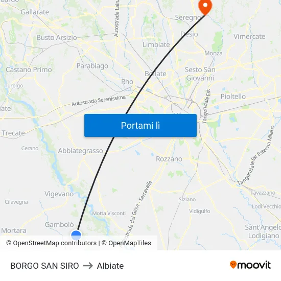 BORGO SAN SIRO to Albiate map