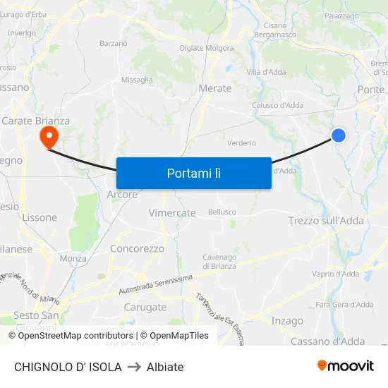 CHIGNOLO D' ISOLA to Albiate map