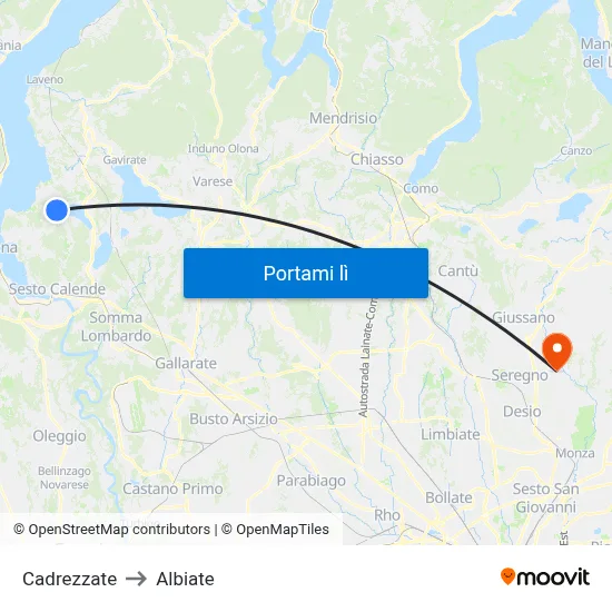 Cadrezzate to Albiate map