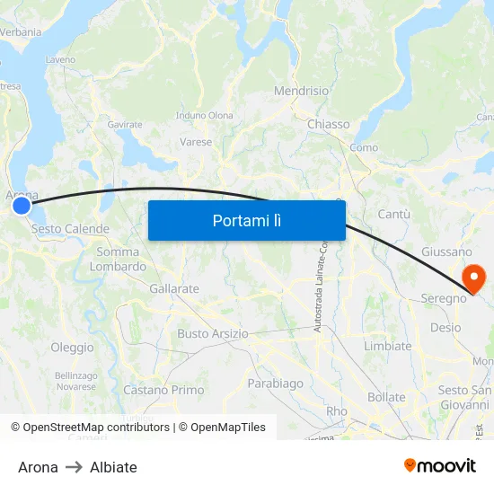 Arona to Albiate map
