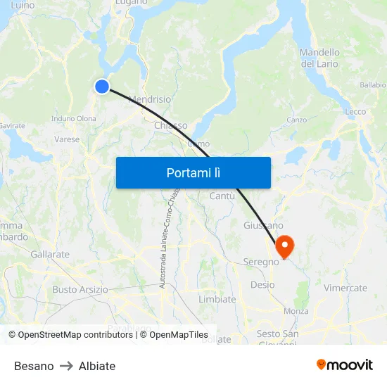 Besano to Albiate map