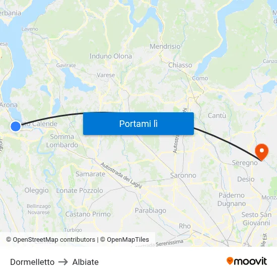 Dormelletto to Albiate map