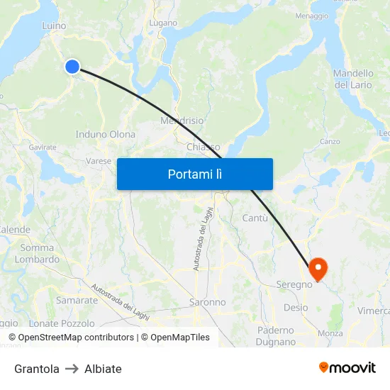 Grantola to Albiate map
