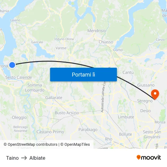 Taino to Albiate map