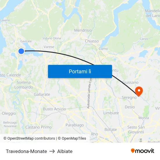 Travedona-Monate to Albiate map