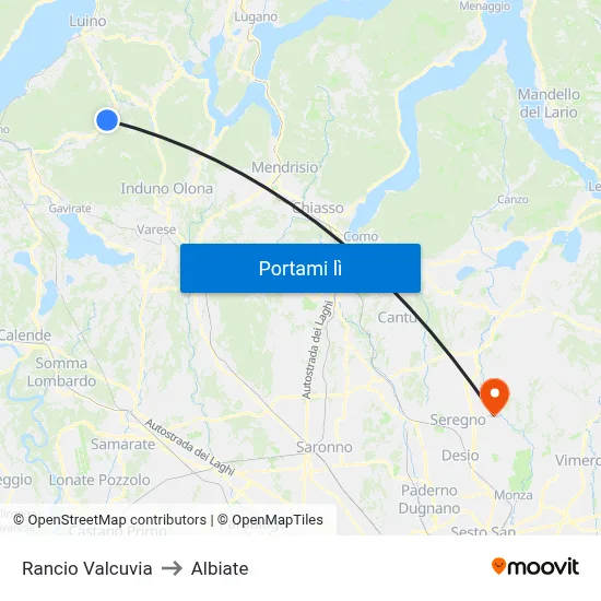 Rancio Valcuvia to Albiate map