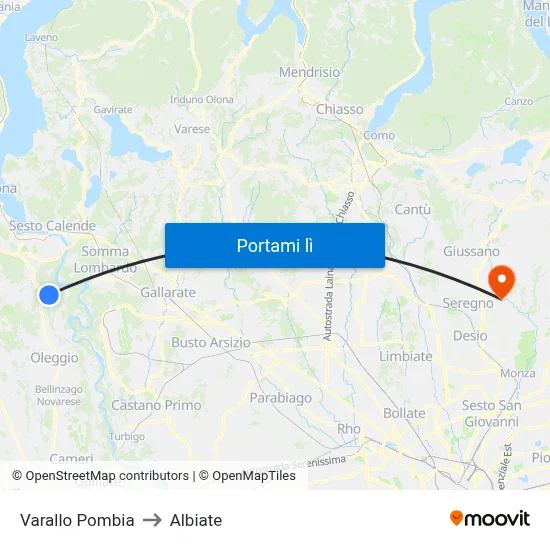 Varallo Pombia to Albiate map