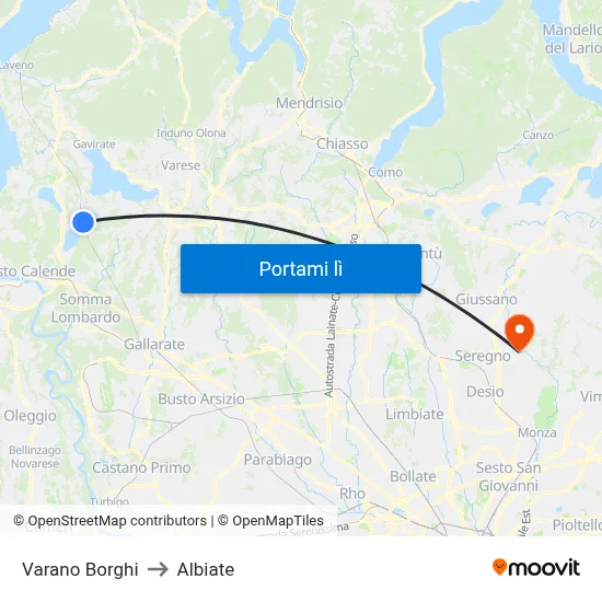 Varano Borghi to Albiate map
