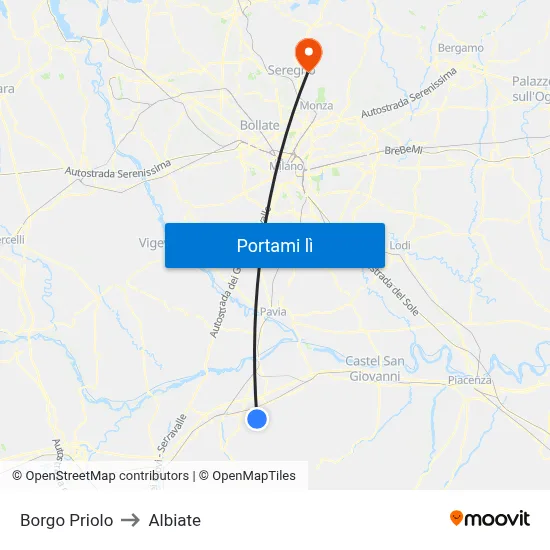 Borgo Priolo to Albiate map