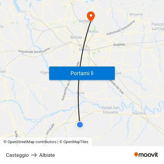 Casteggio to Albiate map