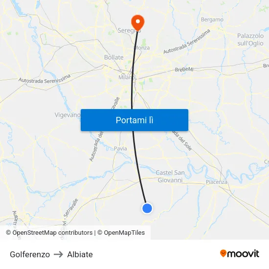 Golferenzo to Albiate map