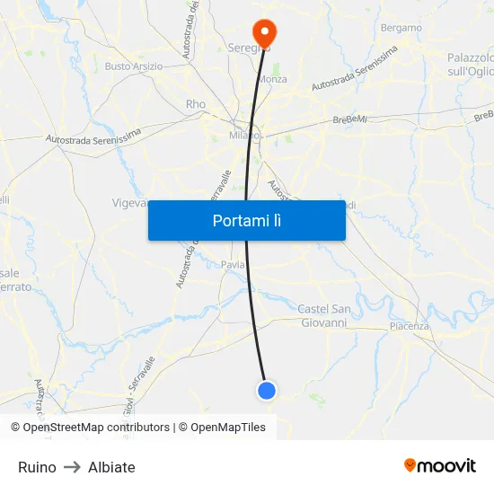 Ruino to Albiate map