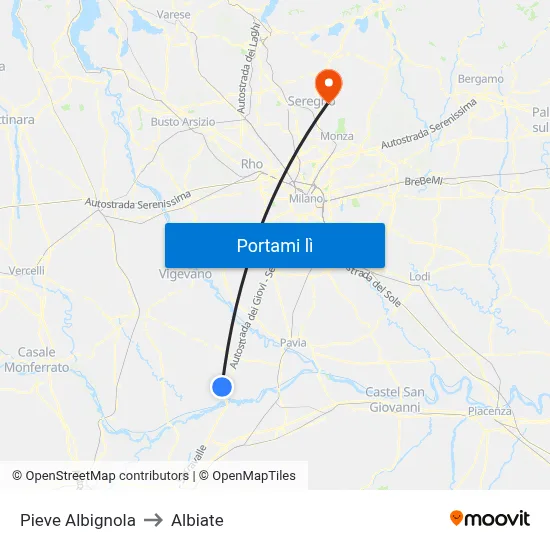 Pieve Albignola to Albiate map
