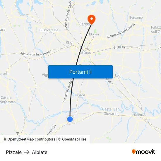Pizzale to Albiate map