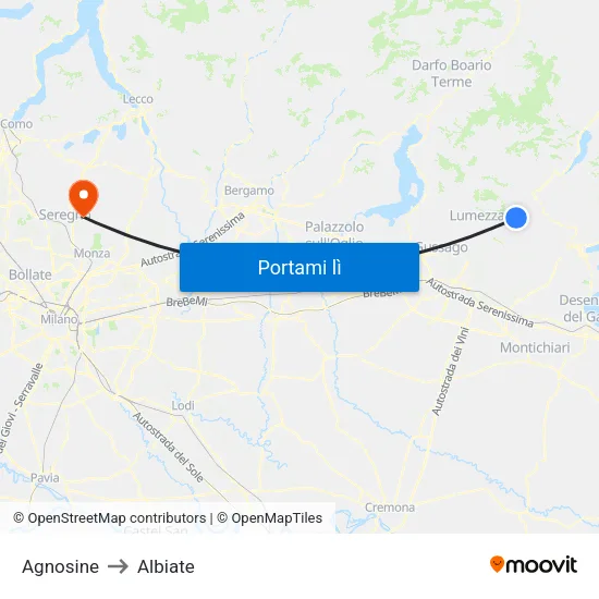 Agnosine to Albiate map