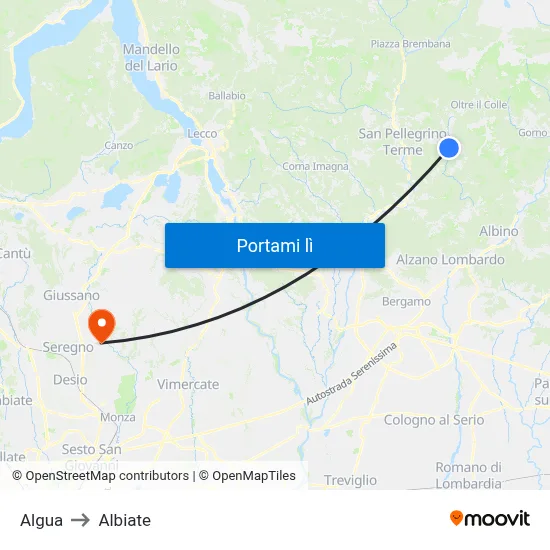 Algua to Albiate map
