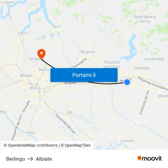 Berlingo to Albiate map