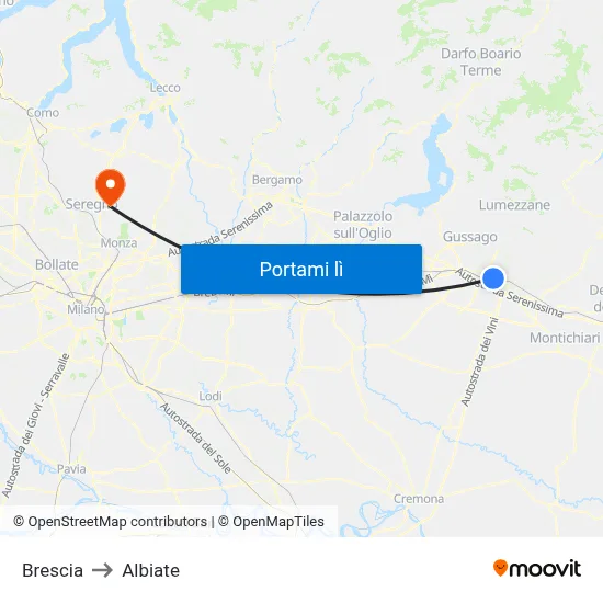 Brescia to Albiate map