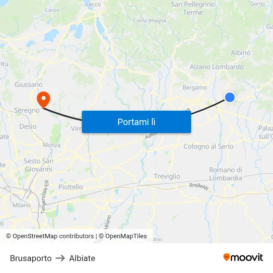 Brusaporto to Albiate map