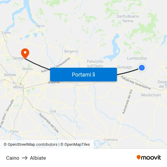 Caino to Albiate map