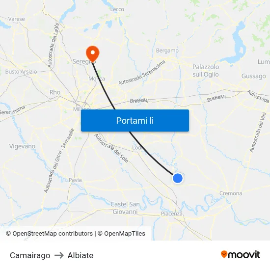 Camairago to Albiate map