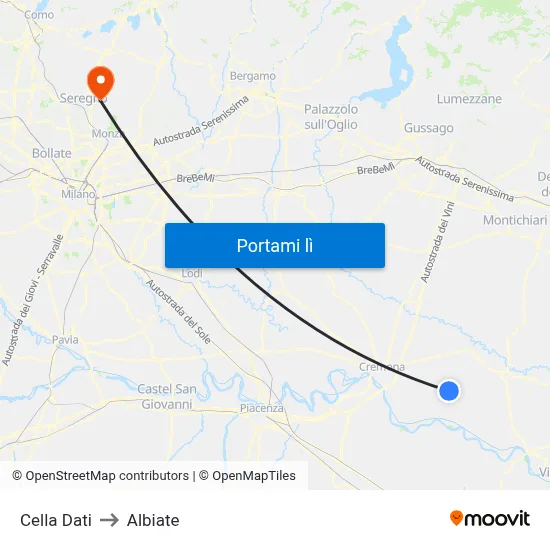 Cella Dati to Albiate map