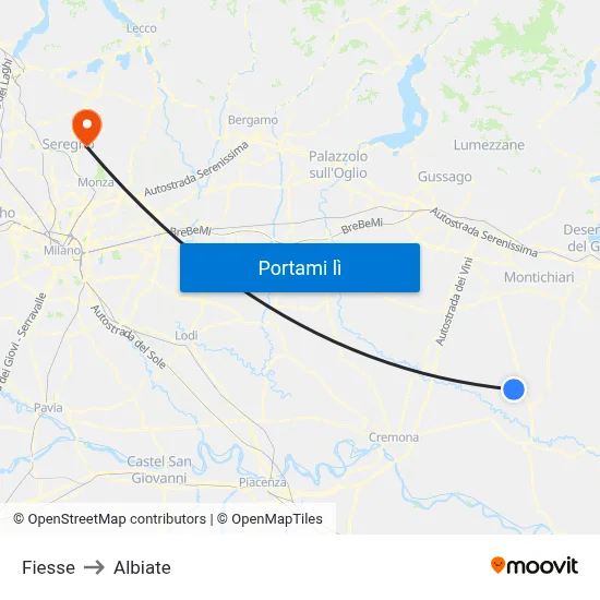 Fiesse to Albiate map
