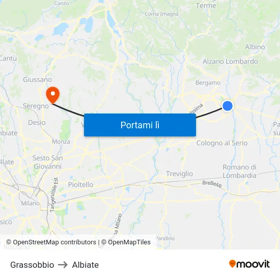 Grassobbio to Albiate map