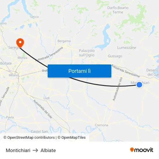 Montichiari to Albiate map