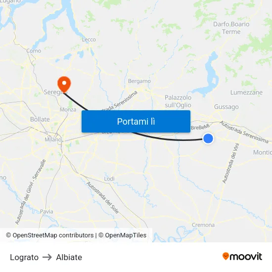 Lograto to Albiate map
