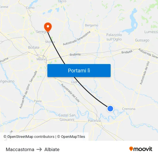 Maccastorna to Albiate map