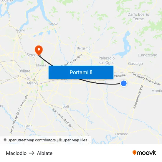 Maclodio to Albiate map