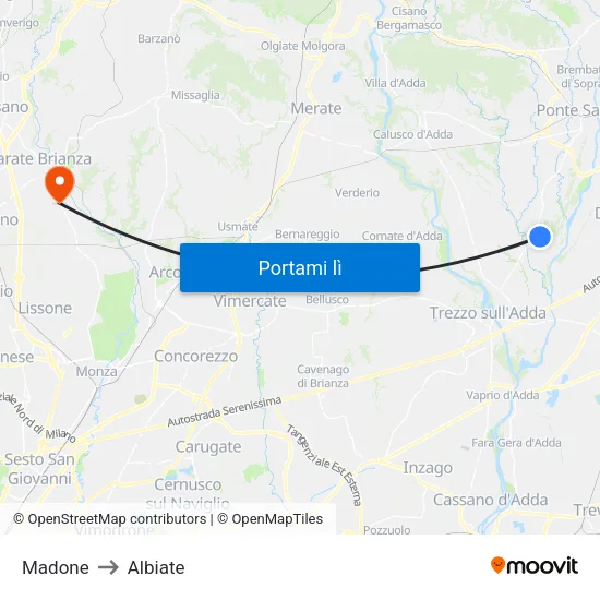 Madone to Albiate map