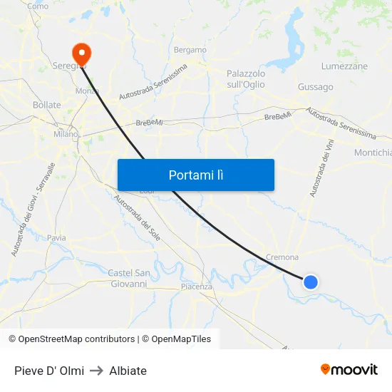 Pieve D' Olmi to Albiate map