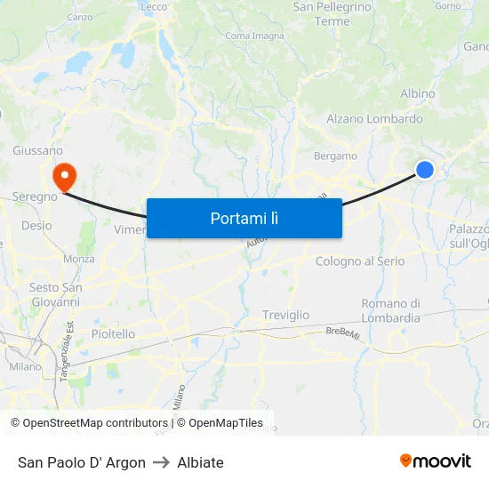 San Paolo D' Argon to Albiate map