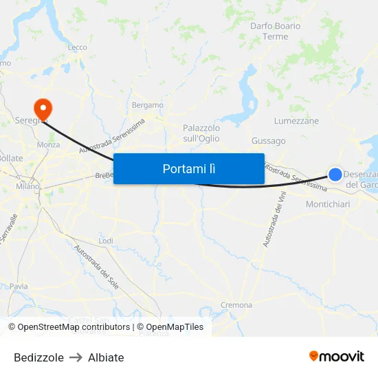 Bedizzole to Albiate map