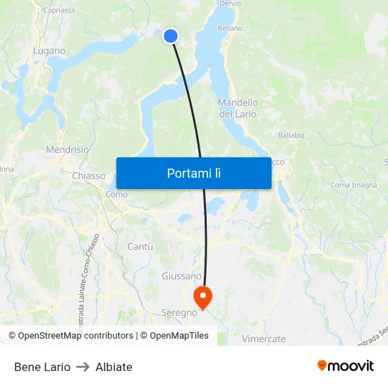 Bene Lario to Albiate map