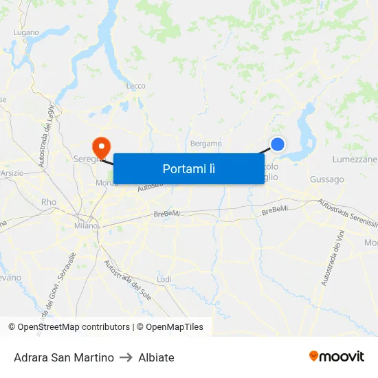 Adrara San Martino to Albiate map