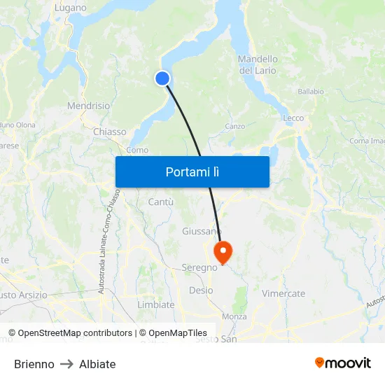 Brienno to Albiate map